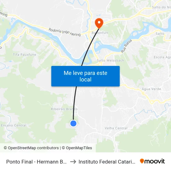 Ponto Final - Hermann Barthel to Instituto Federal Catarinense map