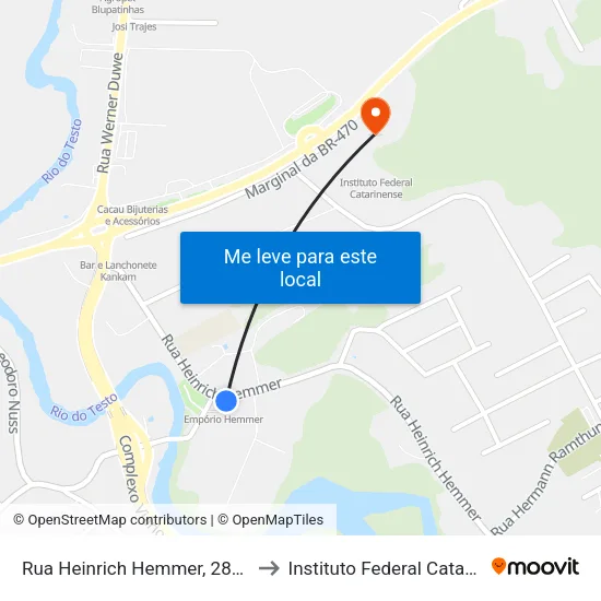 Rua Heinrich Hemmer, 2861-2879 to Instituto Federal Catarinense map