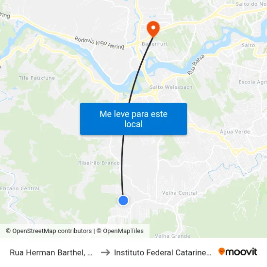 Rua Herman Barthel, 553 to Instituto Federal Catarinense map