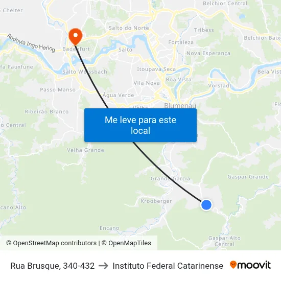 Rua Brusque, 340-432 to Instituto Federal Catarinense map