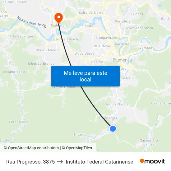 Rua Progresso, 3875 to Instituto Federal Catarinense map