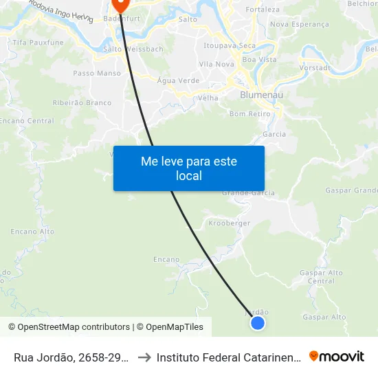 Rua Jordão, 2658-2924 to Instituto Federal Catarinense map
