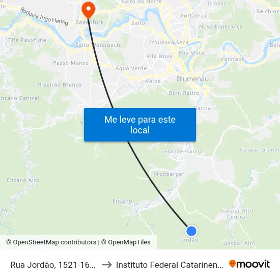 Rua Jordão, 1521-1663 to Instituto Federal Catarinense map