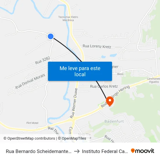 Rua Bernardo Scheidemantel, 2699-2895 to Instituto Federal Catarinense map