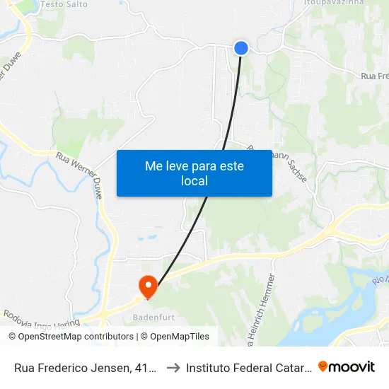 Rua Frederico Jensen, 4149-4259 to Instituto Federal Catarinense map