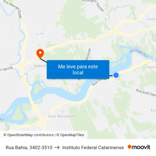 Rua Bahia, 3402-3510 to Instituto Federal Catarinense map