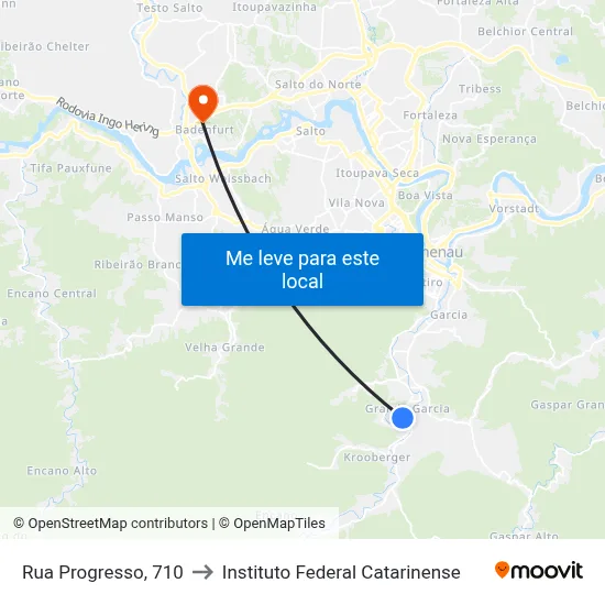 Rua Progresso, 710 to Instituto Federal Catarinense map
