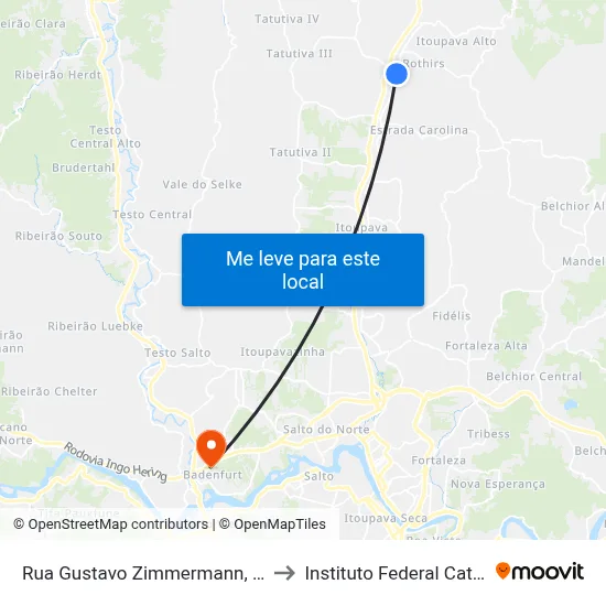 Rua Gustavo Zimmermann, 9071-9279 to Instituto Federal Catarinense map