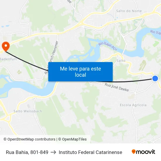 Rua Bahia, 801-849 to Instituto Federal Catarinense map
