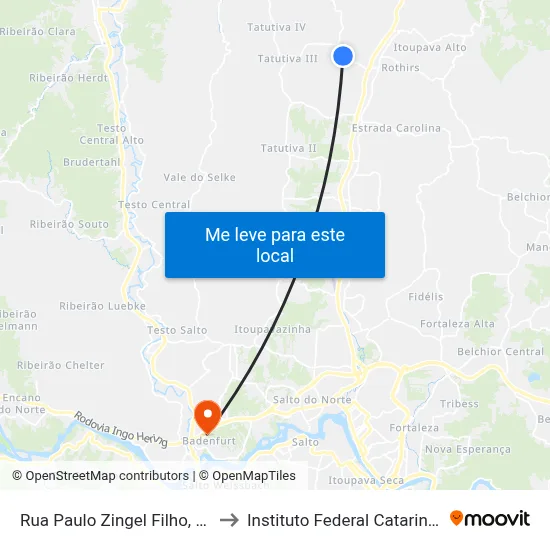 Rua Paulo Zingel Filho, 1015 to Instituto Federal Catarinense map