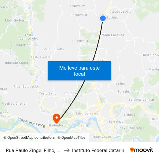 Rua Paulo Zingel Filho, 2-202 to Instituto Federal Catarinense map