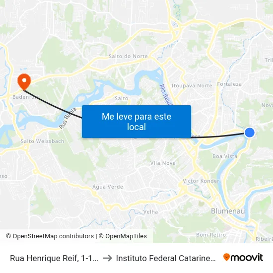 Rua Henrique Reif, 1-169 to Instituto Federal Catarinense map