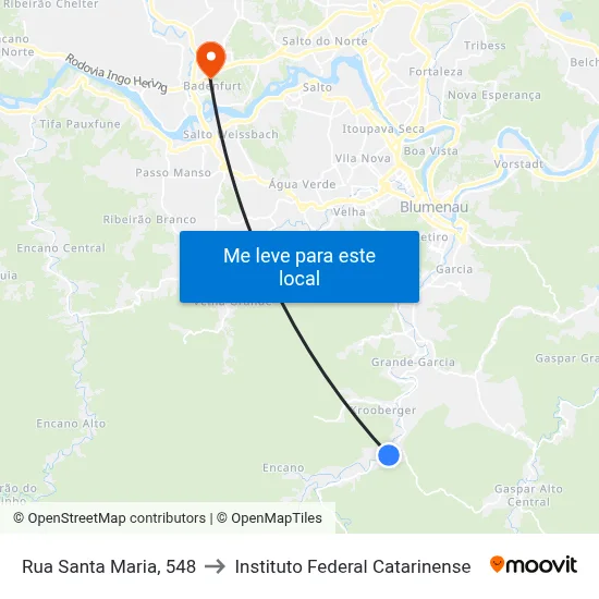Rua Santa Maria, 548 to Instituto Federal Catarinense map