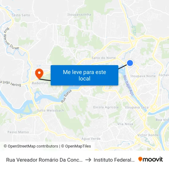 Rua Vereador Romário Da Conceição Badia, 218-316 to Instituto Federal Catarinense map