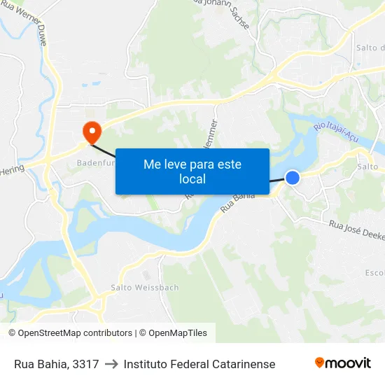 Rua Bahia, 3317 to Instituto Federal Catarinense map