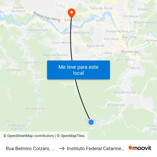 Rua Belmiro Colzani, 844 to Instituto Federal Catarinense map