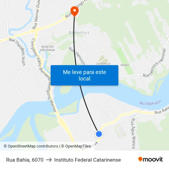 Rua Bahia, 6070 to Instituto Federal Catarinense map