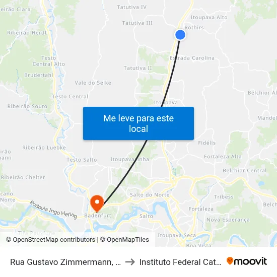Rua Gustavo Zimmermann, 9116-9280 to Instituto Federal Catarinense map