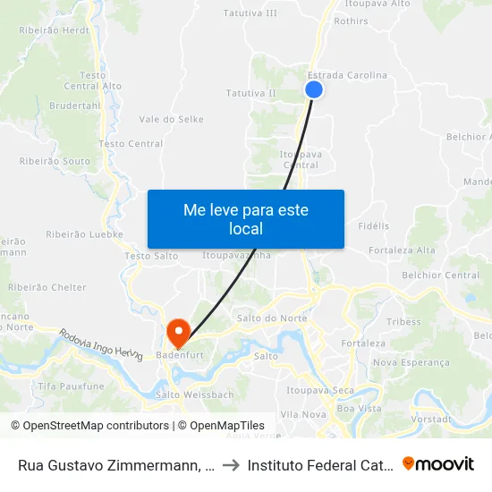 Rua Gustavo Zimmermann, 6860-6930 to Instituto Federal Catarinense map