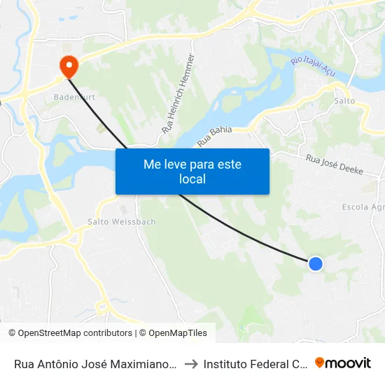 Rua Antônio José Maximiano Vieira, 118-278 to Instituto Federal Catarinense map