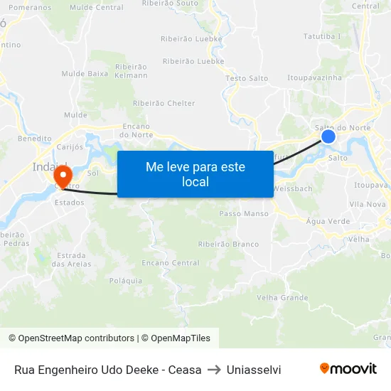 Rua Engenheiro Udo Deeke - Ceasa to Uniasselvi map