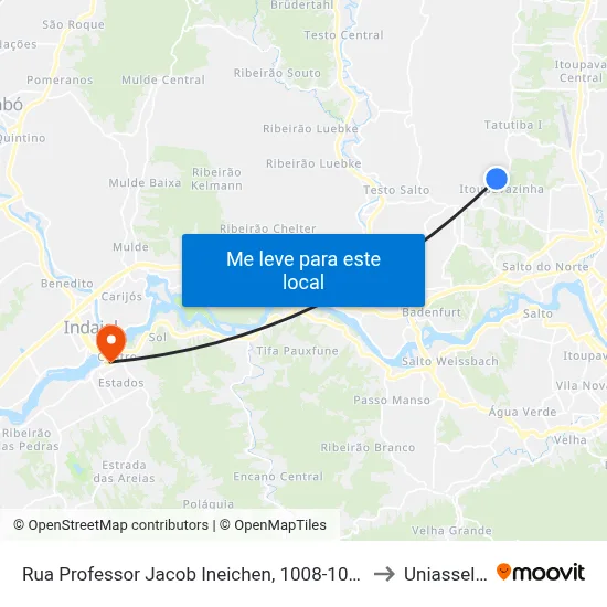 Rua Professor Jacob Ineichen, 1008-1017 to Uniasselvi map