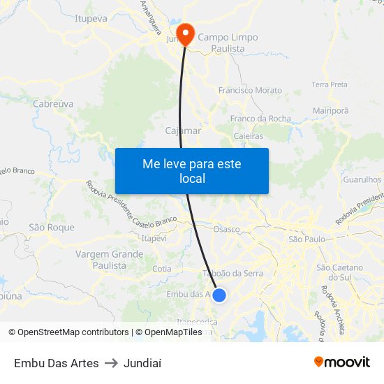 Embu Das Artes to Jundiaí map