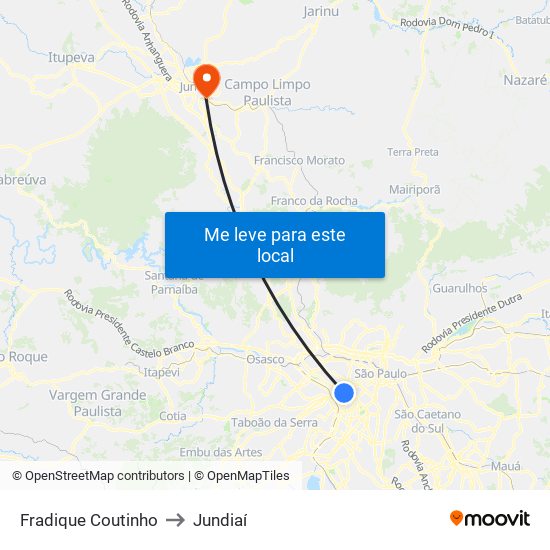 Fradique Coutinho to Jundiaí map