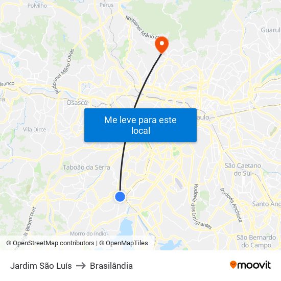 Jardim São Luís to Brasilândia map