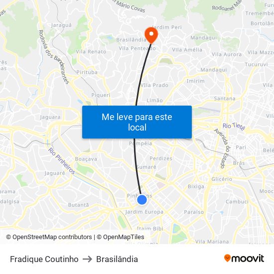 Fradique Coutinho to Brasilândia map