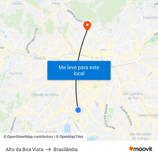 Alto da Boa Vista to Brasilândia map