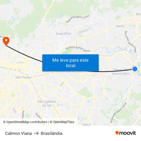 Calmon Viana to Brasilândia map