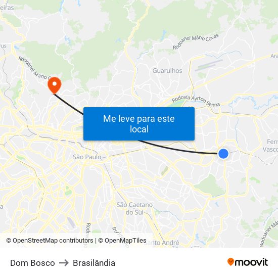 Dom Bosco to Brasilândia map