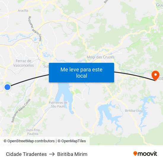 Cidade Tiradentes to Biritiba Mirim map