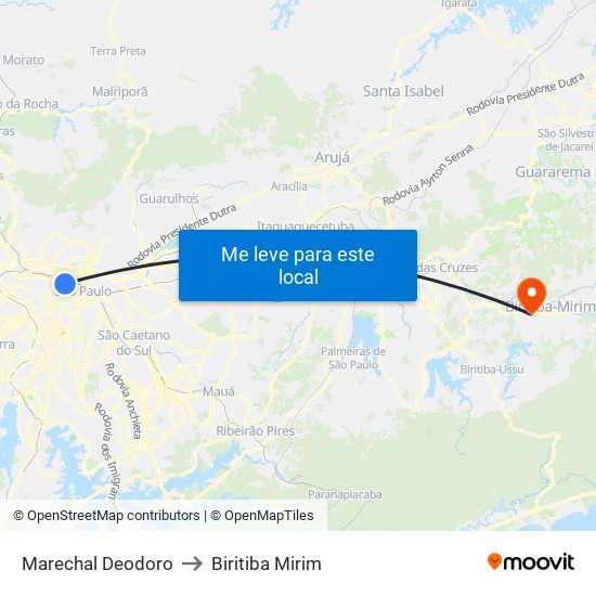 Marechal Deodoro to Biritiba Mirim map