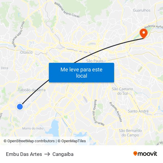 Embu Das Artes to Cangaíba map