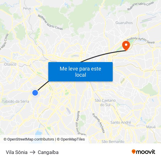 Vila Sônia to Cangaíba map