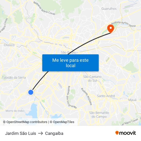 Jardim São Luís to Cangaíba map