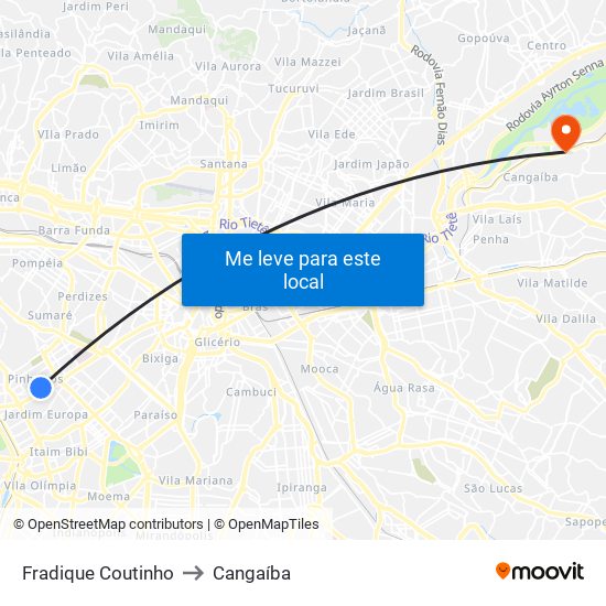 Fradique Coutinho to Cangaíba map