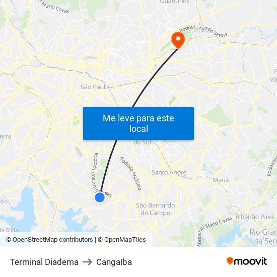 Terminal Diadema to Cangaíba map