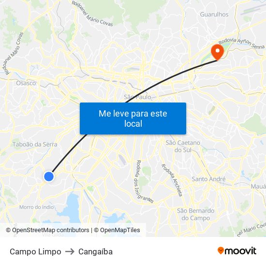 Campo Limpo to Cangaíba map