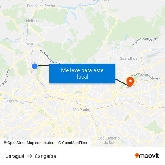 Jaraguá to Cangaíba map