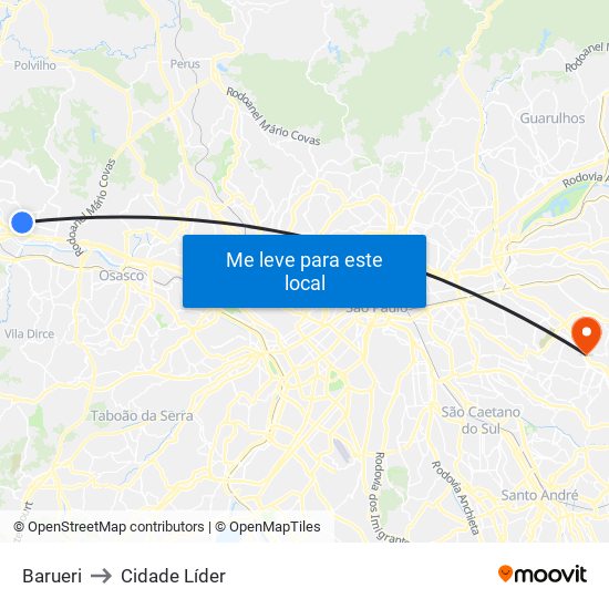 Barueri to Cidade Líder map