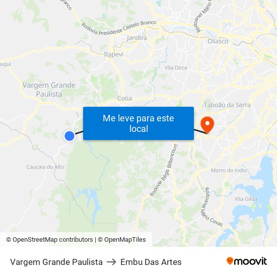 Vargem Grande Paulista to Embu Das Artes map