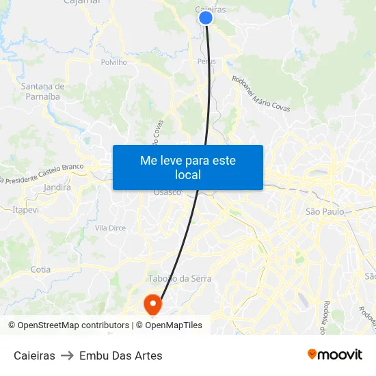 Caieiras to Embu Das Artes map