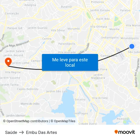 Saúde to Embu Das Artes map
