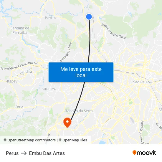 Perus to Embu Das Artes map