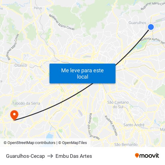 Guarulhos-Cecap to Embu Das Artes map
