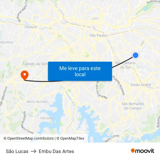 São Lucas to Embu Das Artes map