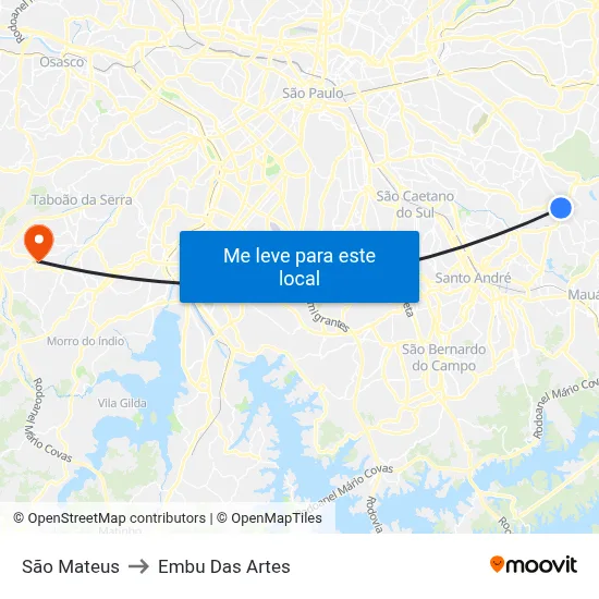 São Mateus to Embu Das Artes map